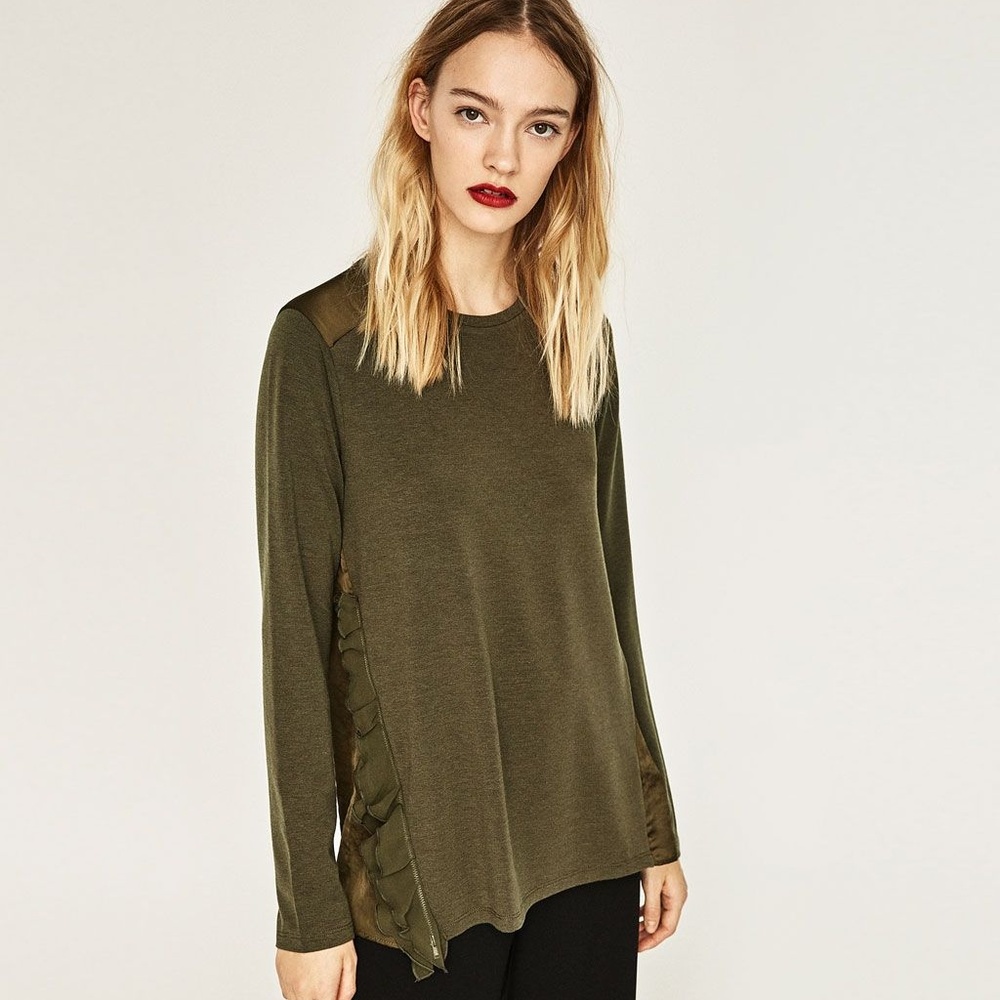 Tags On! ZARA Zipped Top with Side Frill - Green